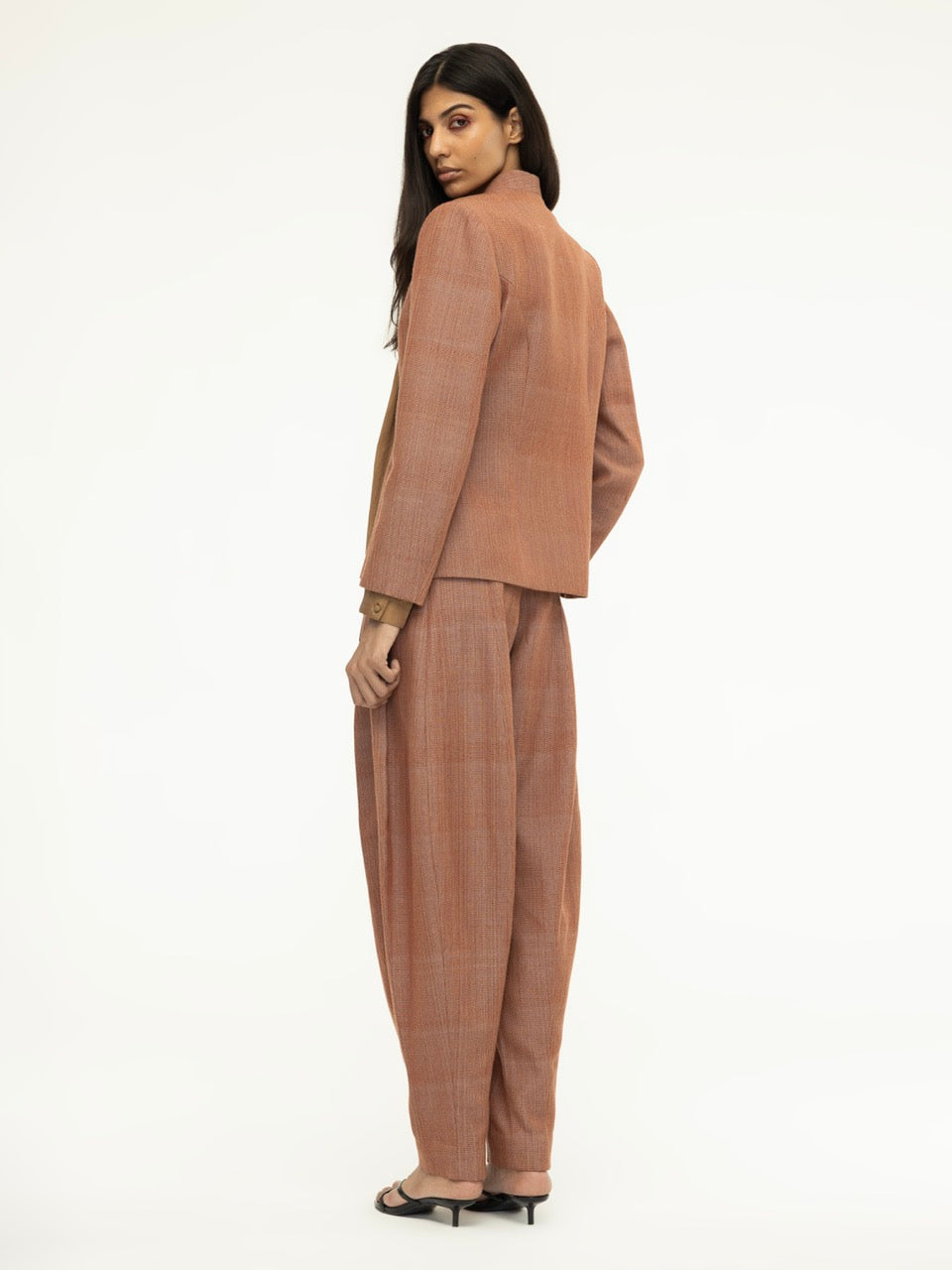 Gathered Cotton Tapered Trousers