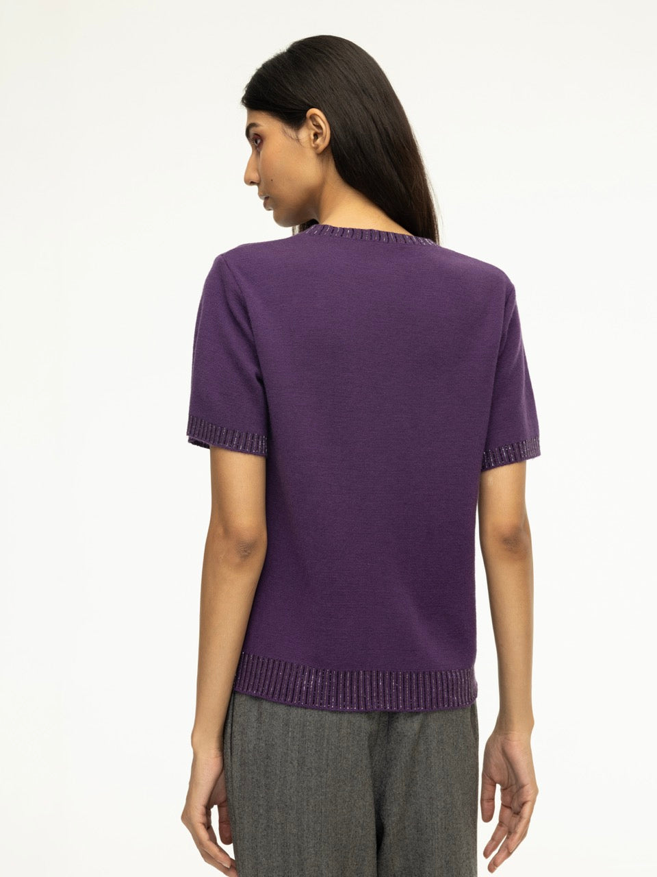 Short Sleeve Embroidered Woolen Sweater