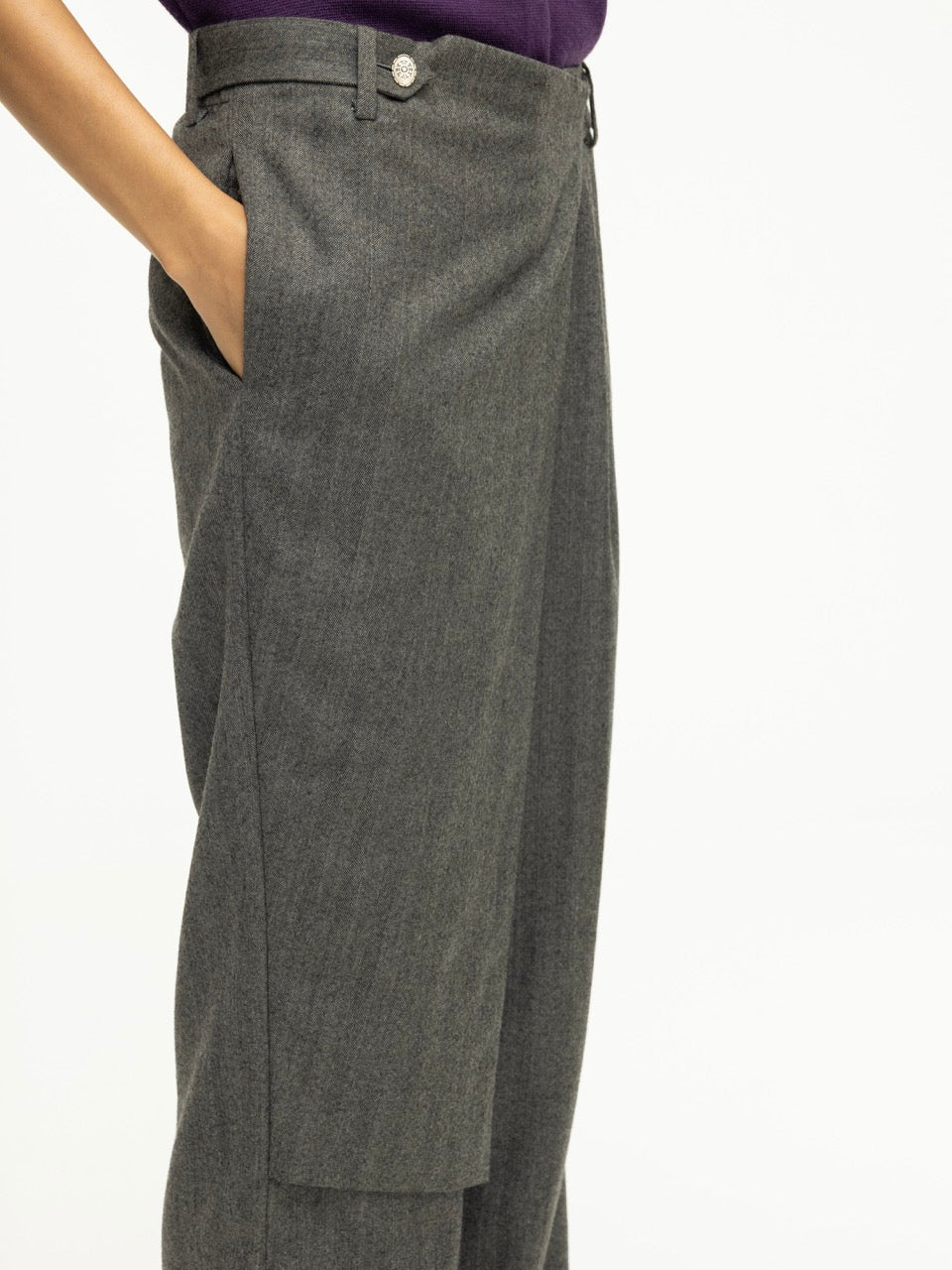 Chevron Wool Wrap Pants