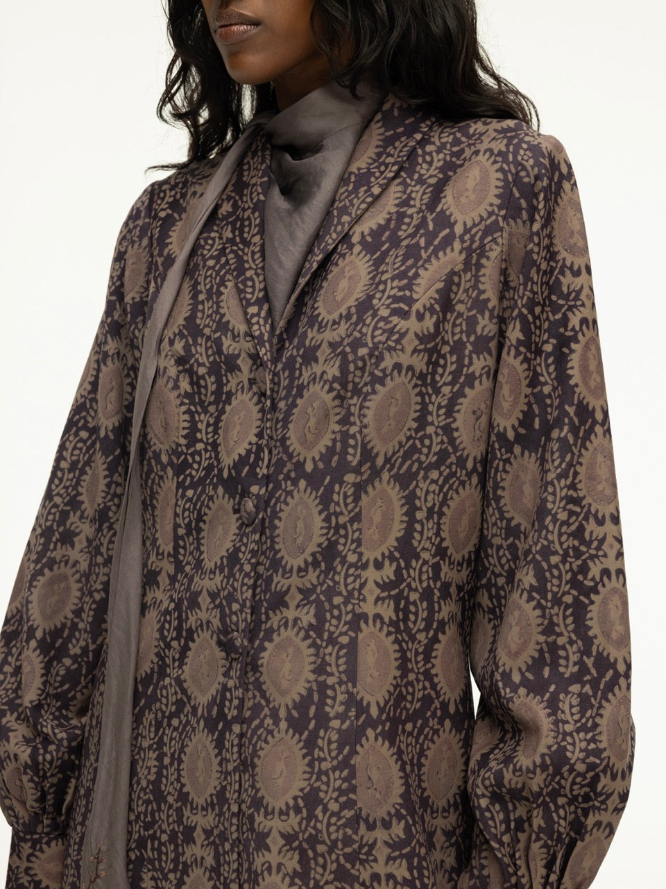 Ajrak Wool Knee Length Jacket
