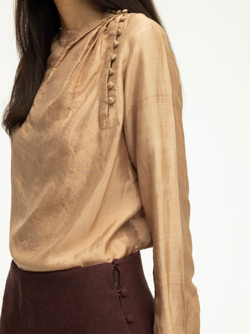Silk Blouse with Asymetric Closure