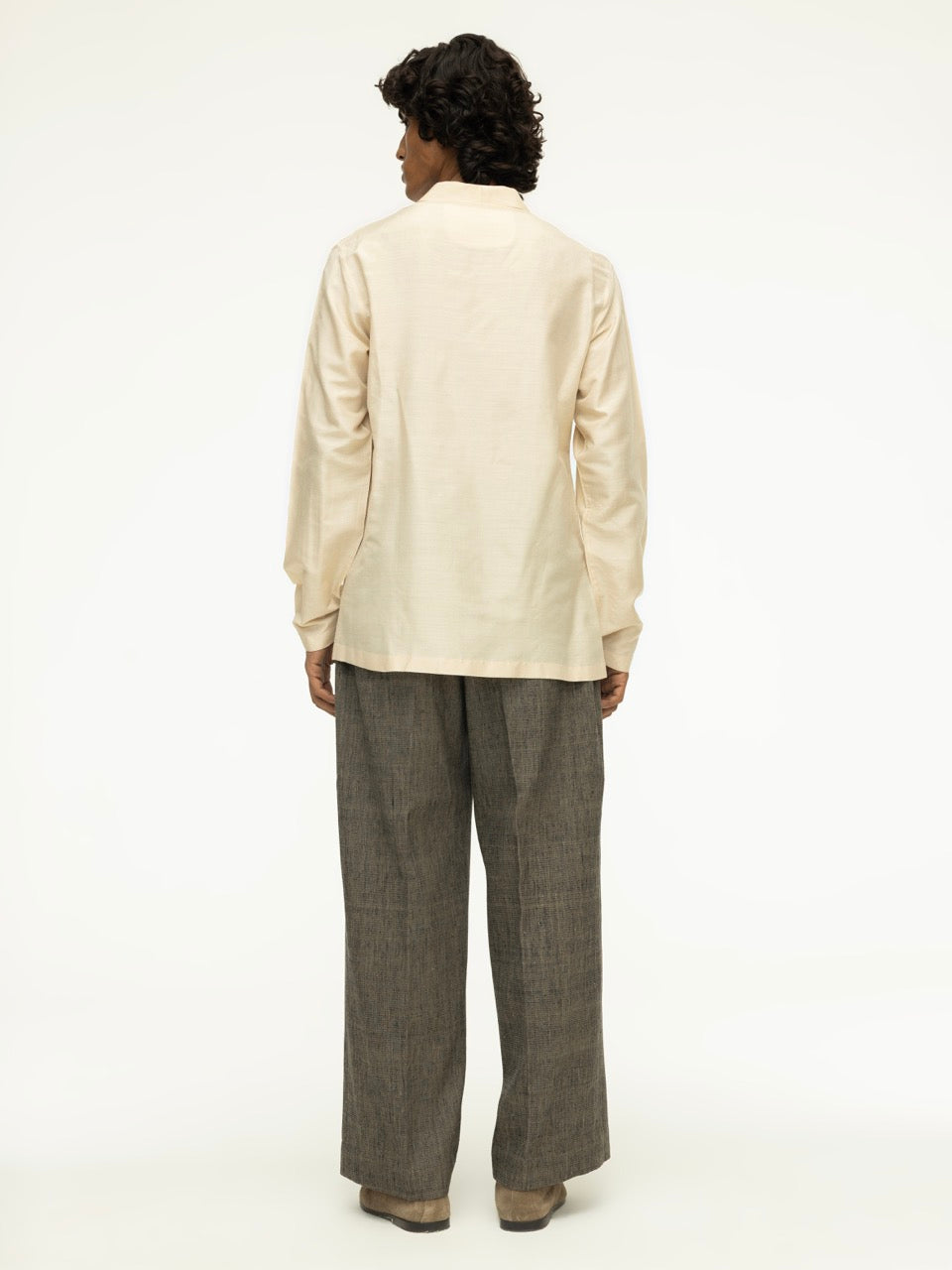 Men's Raw Silk Button-Down Shirt