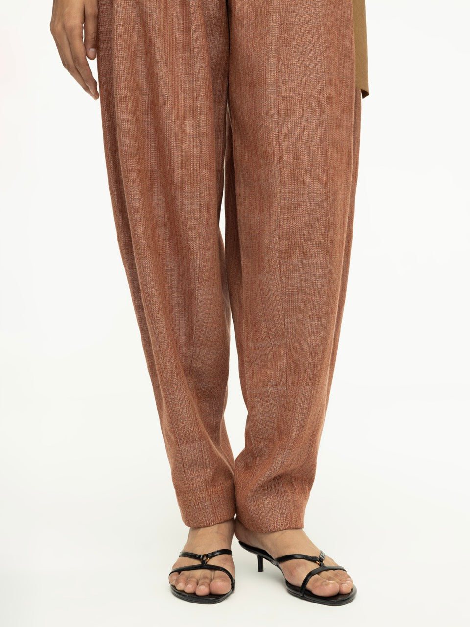 Gathered Cotton Tapered Trousers