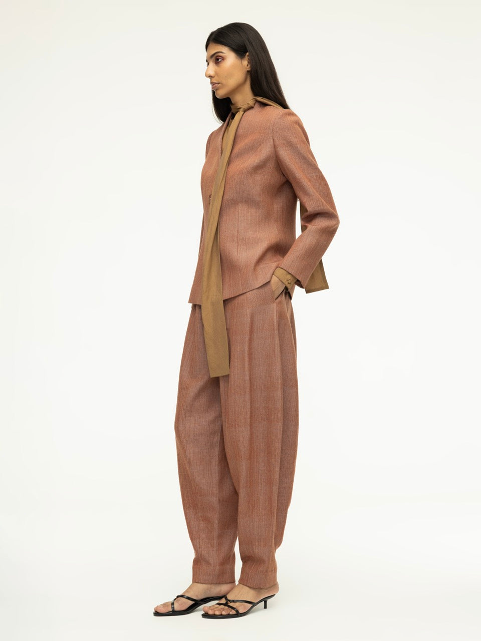 Gathered Cotton Tapered Trousers