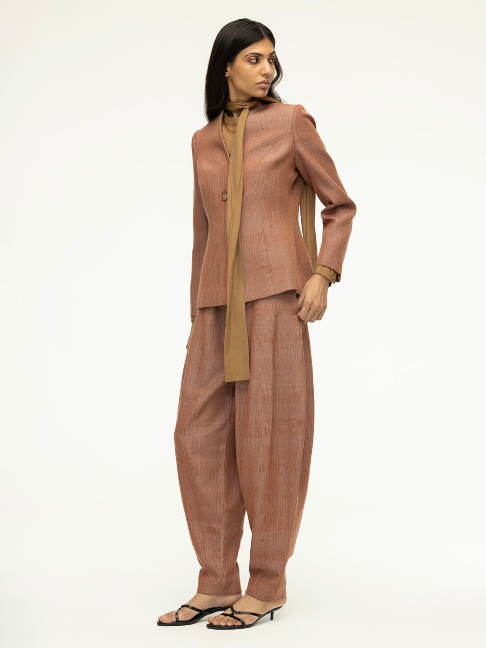 Gathered Cotton Tapered Trousers