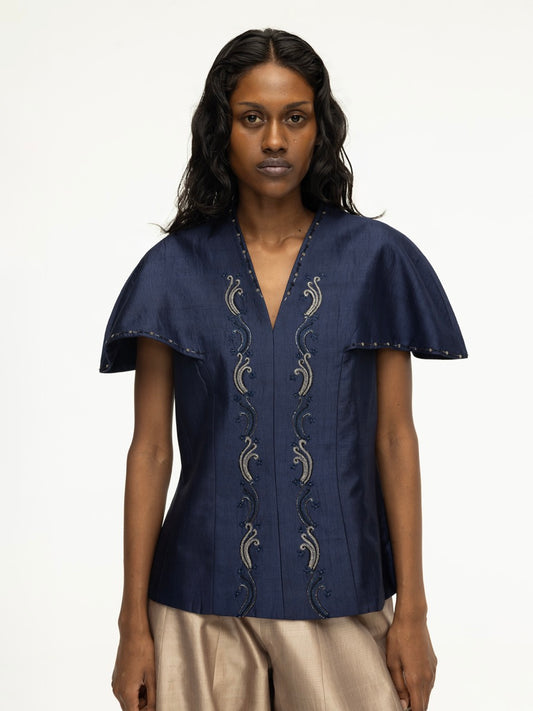 Embroidered Panelled Top
