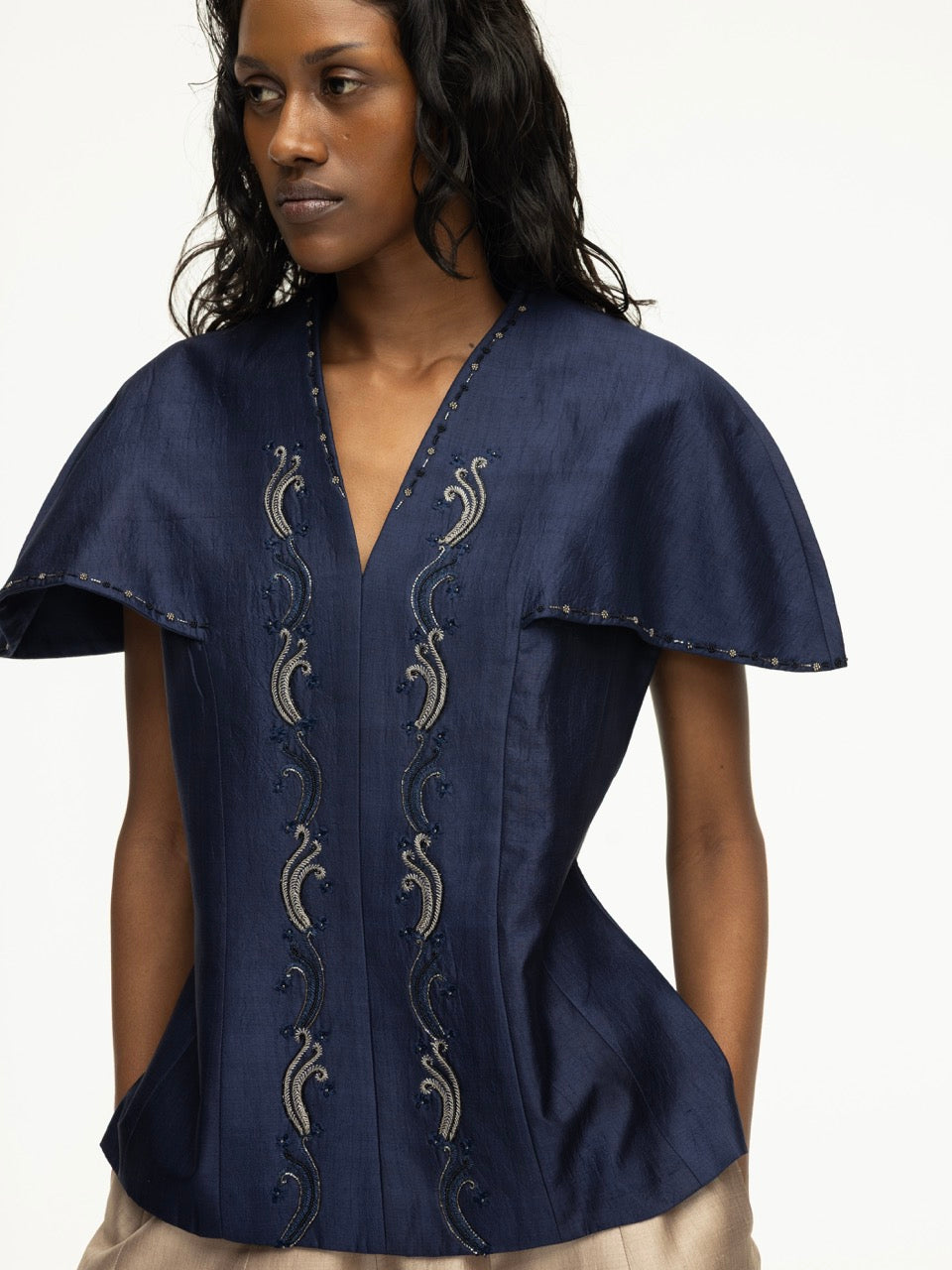 Embroidered Panelled Top