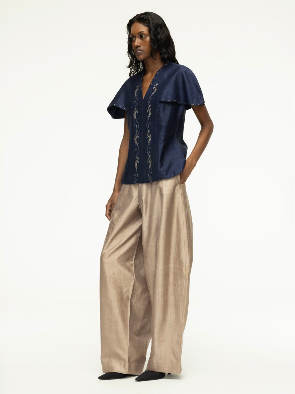 Embroidered Panelled Top