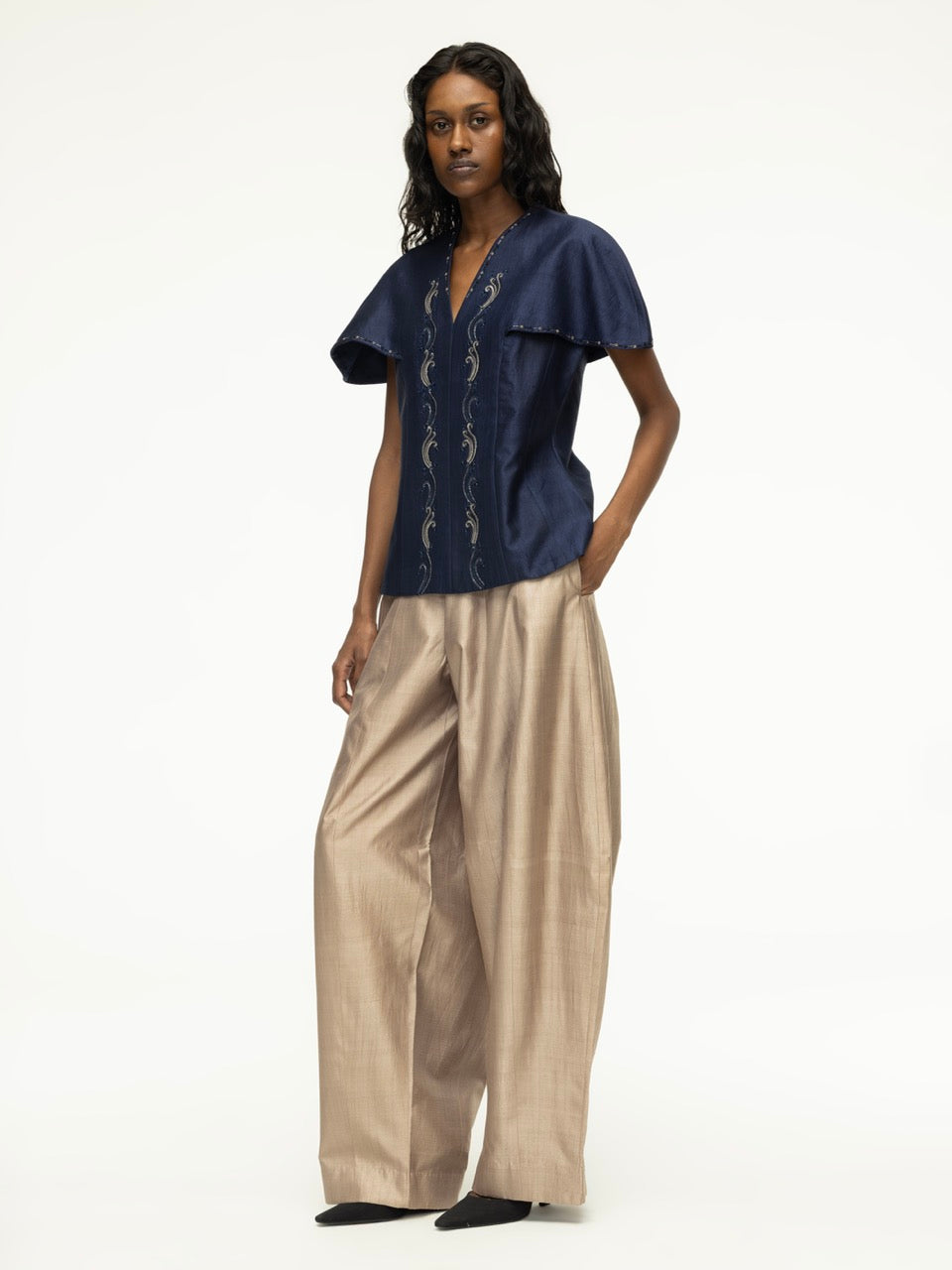 Embroidered Panelled Top