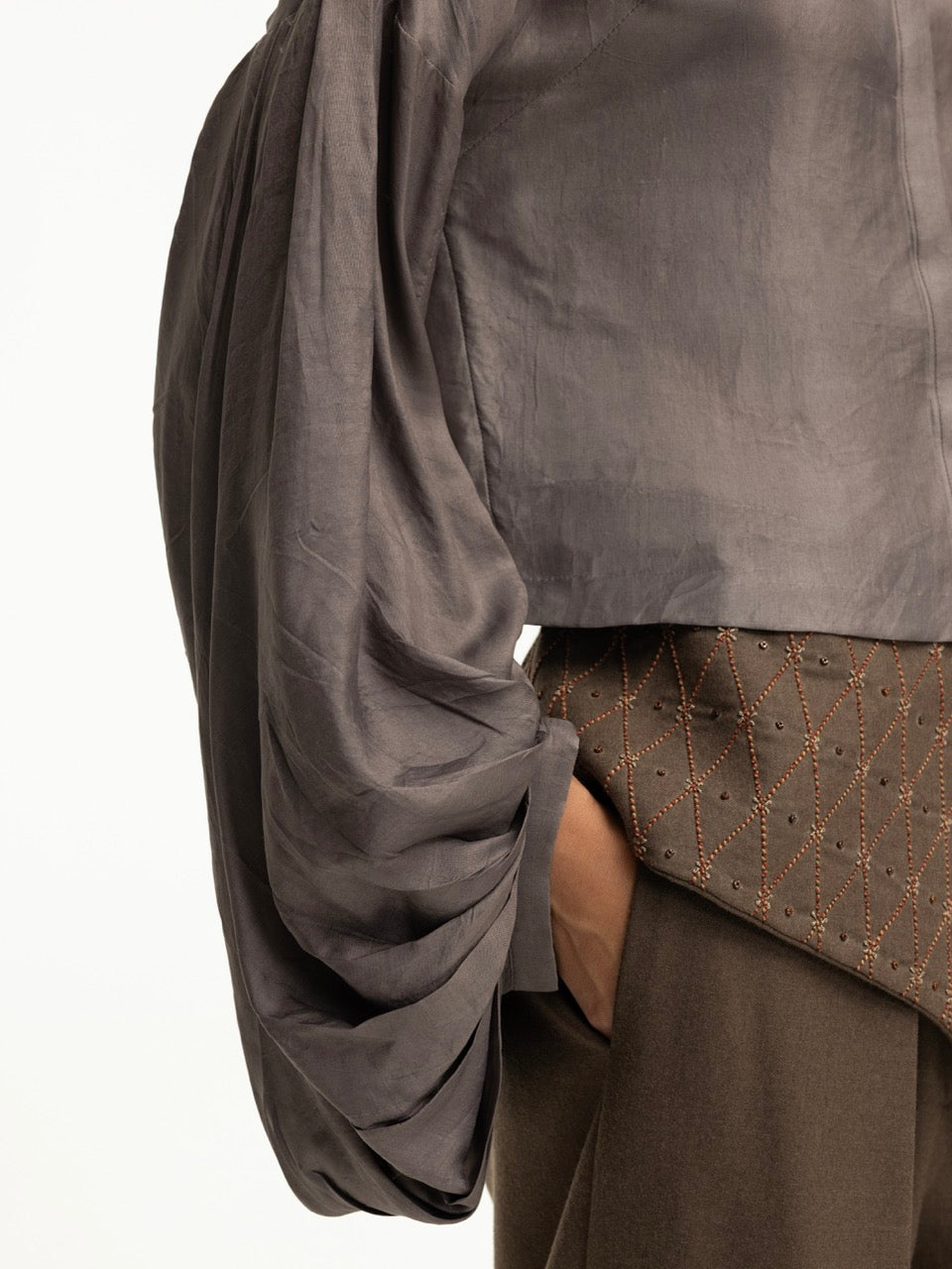 Hand-Embroidered Wide-Leg Trousers