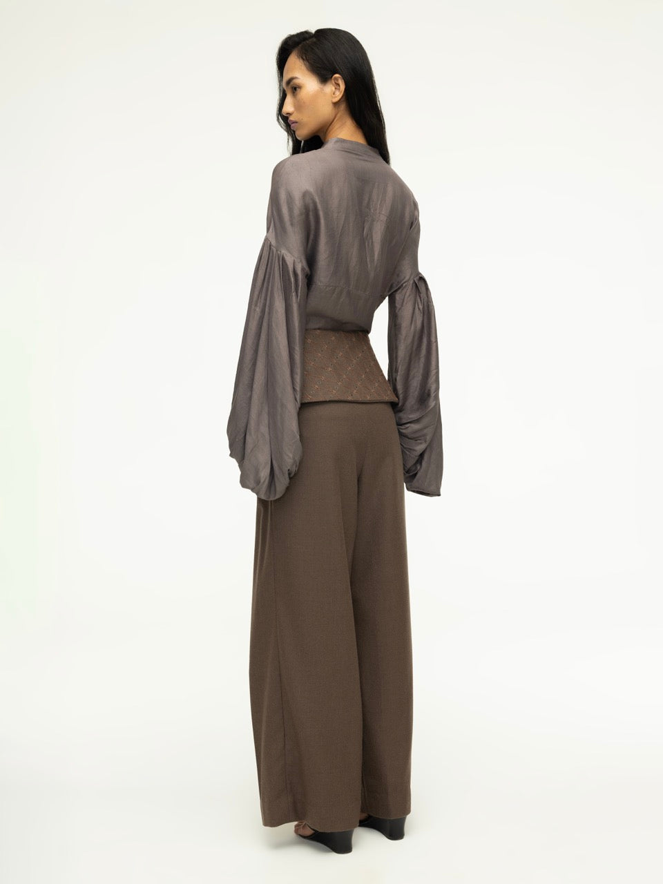 Hand-Embroidered Wide-Leg Trousers