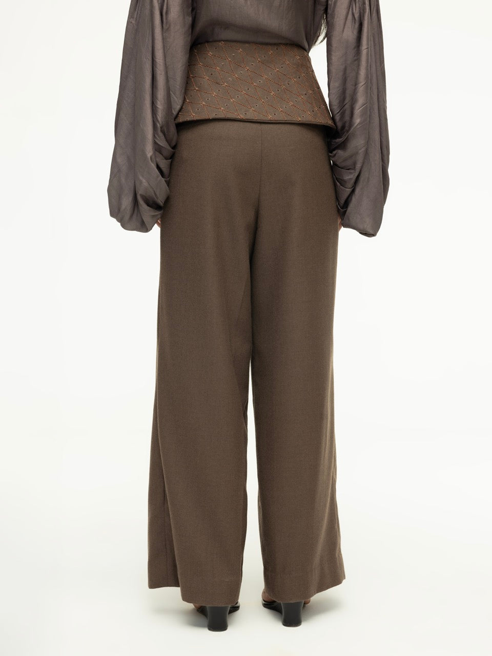 Hand-Embroidered Wide-Leg Trousers
