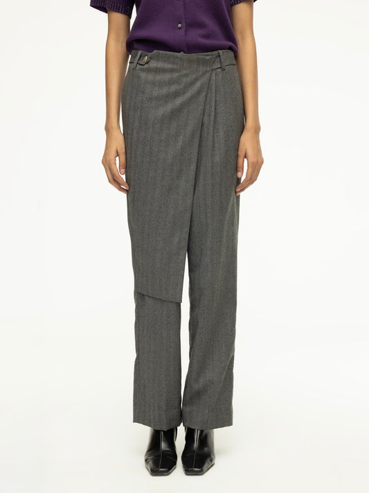 Chevron Wool Wrap Pants