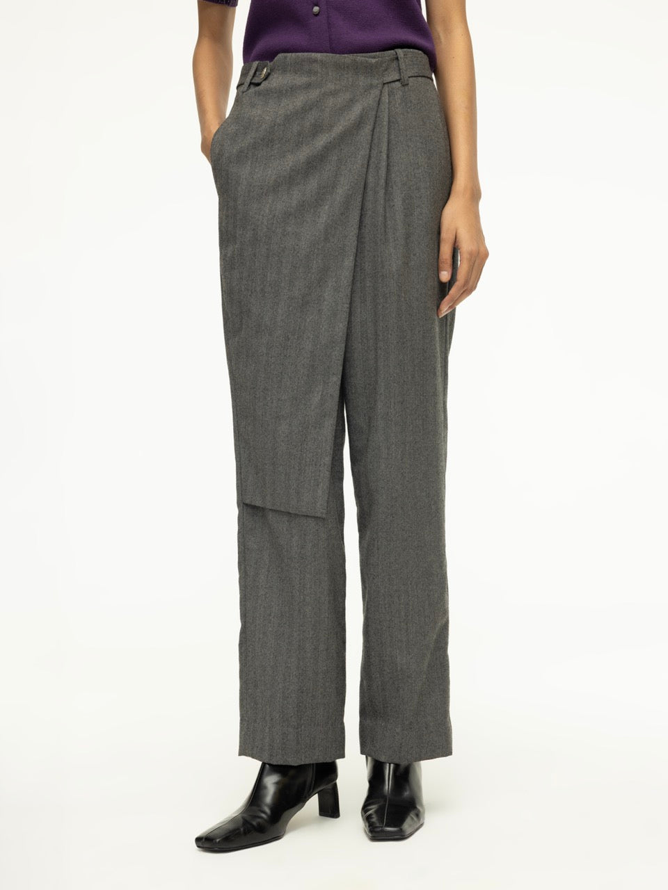 Chevron Wool Wrap Pants