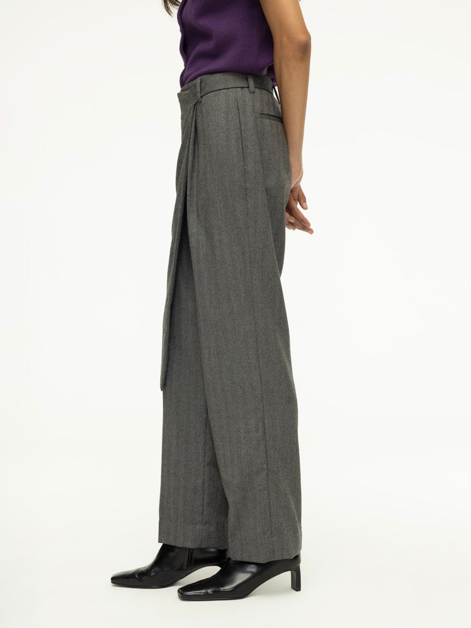 Chevron Wool Wrap Pants