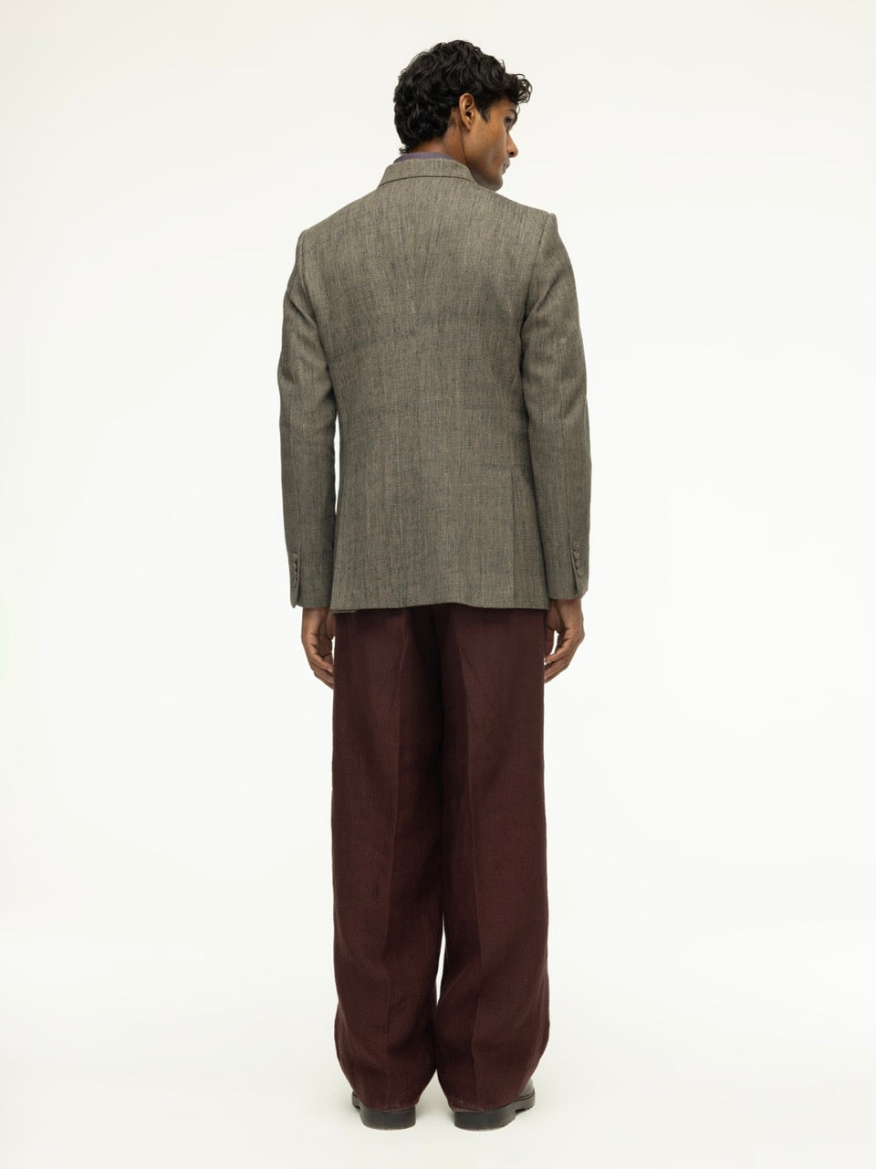 Mandarin Handwoven Denim Jacket