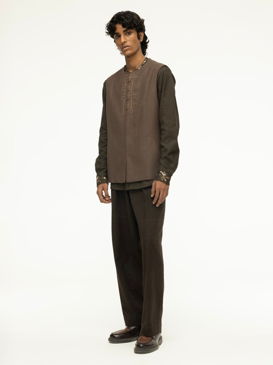 Men's Waistbandless Handspun Linen Trousers