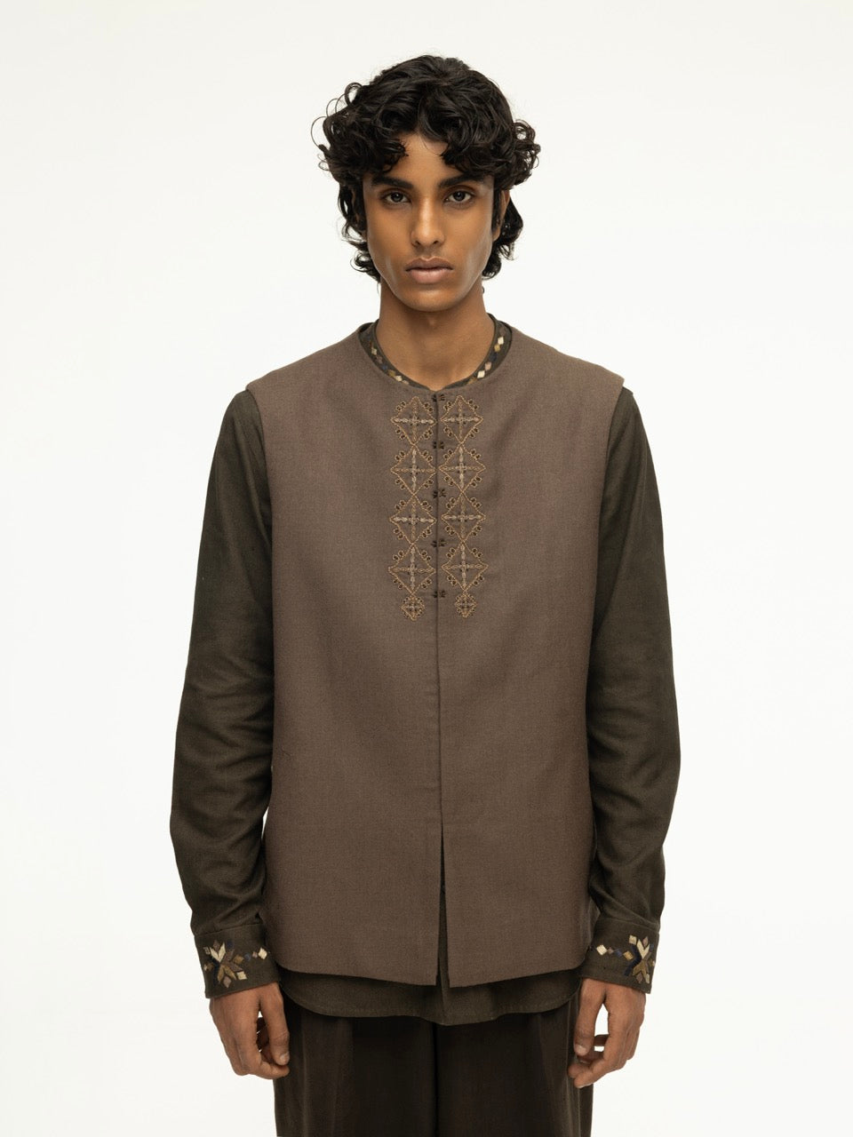 Central Embroidered Linen Vest