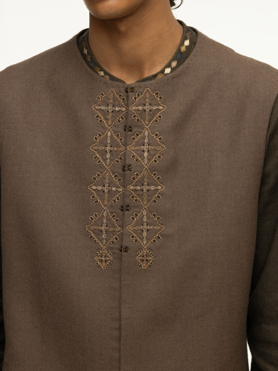 Central Embroidered Linen Vest