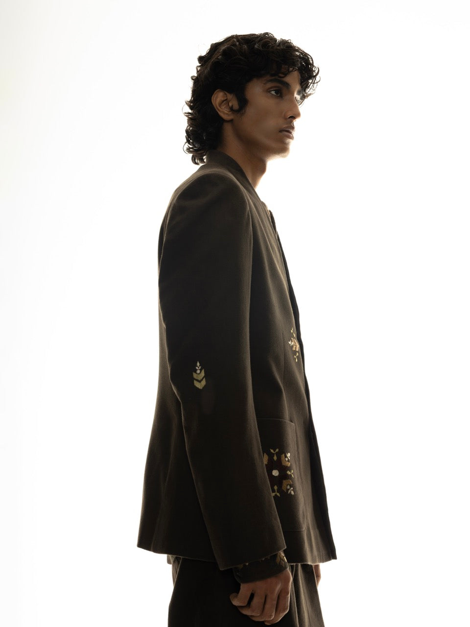 Phulkari Brown Wool Jacket