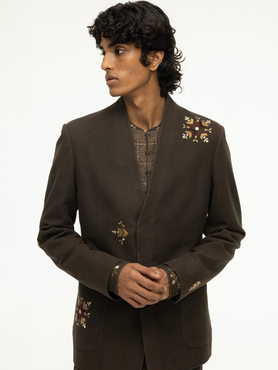 Phulkari Brown Wool Jacket