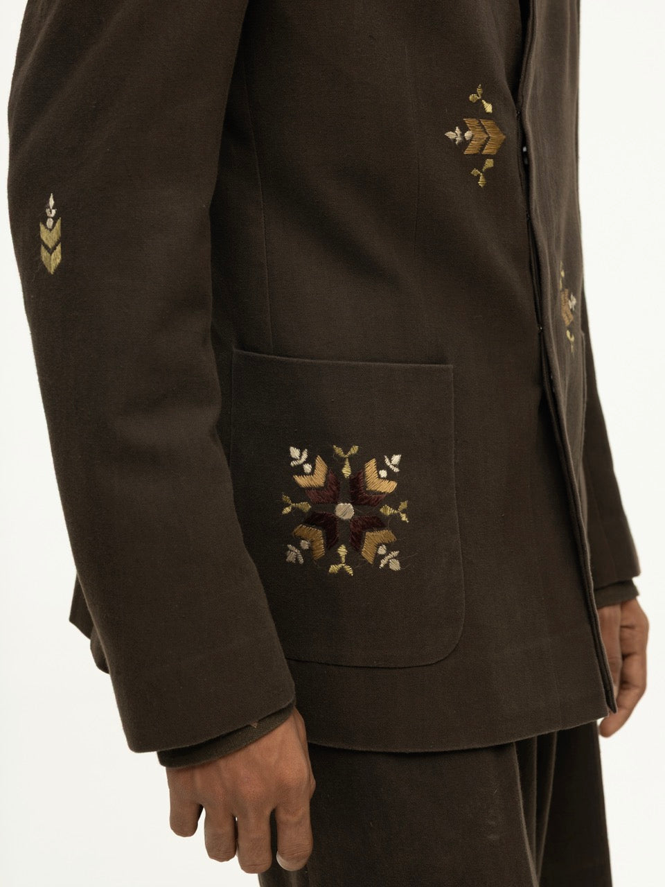 Phulkari Brown Wool Jacket