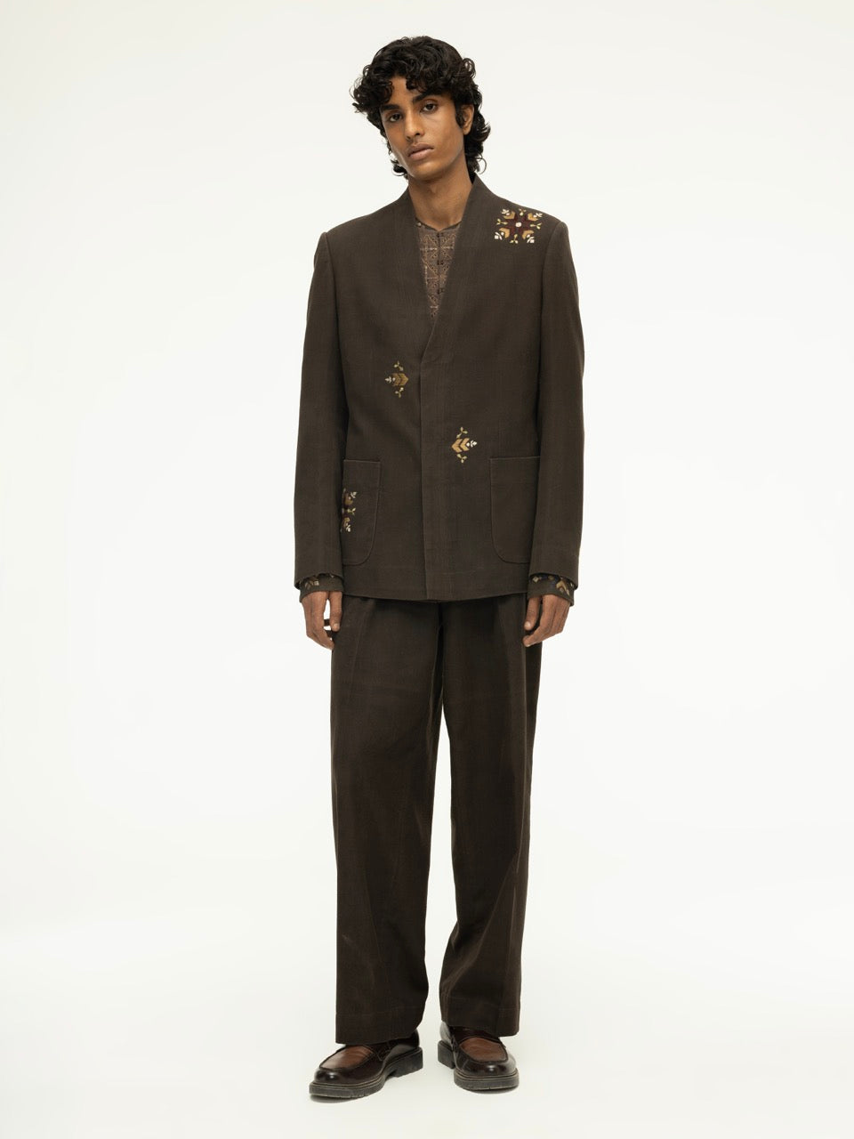 Men's Waistbandless Handspun Linen Trousers