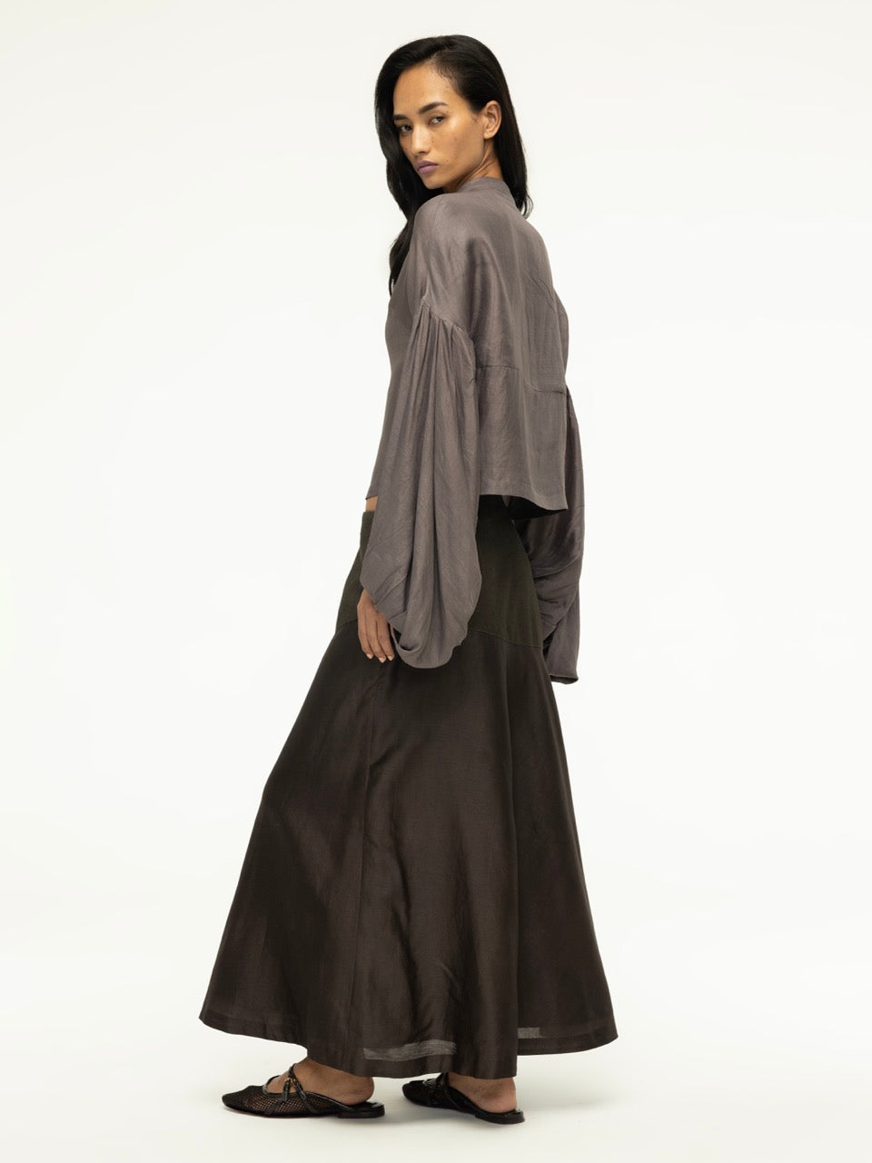 Cropped Silk Blouse