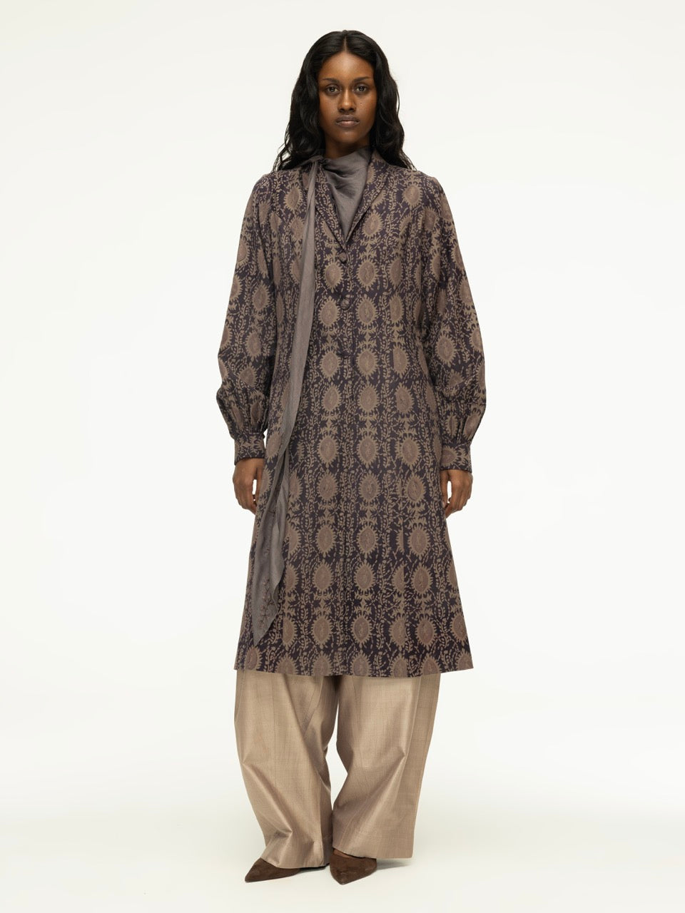 Ajrak  Wool Knee Length Jacket