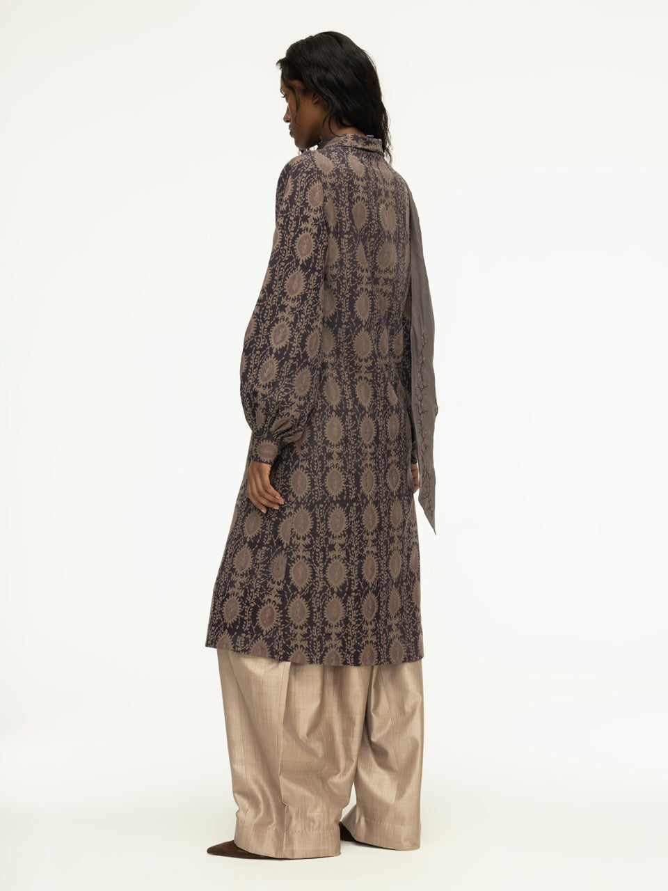 Ajrak  Wool Knee Length Jacket