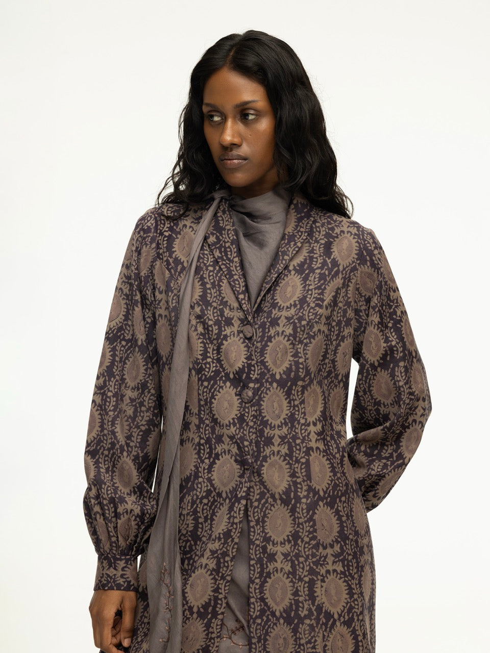 Ajrak  Wool Knee Length Jacket