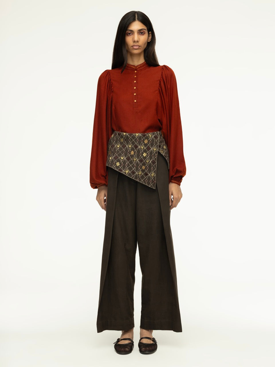 Phulkari Wide-Leg Trousers