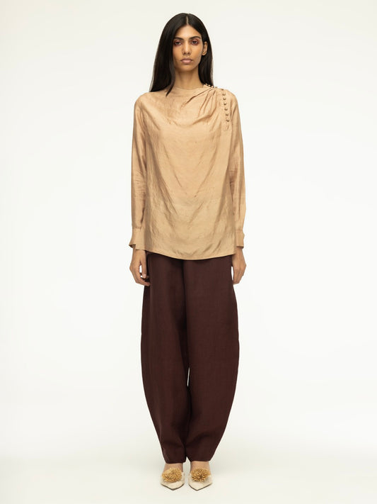 Silk Blouse with Asymetric Closure
