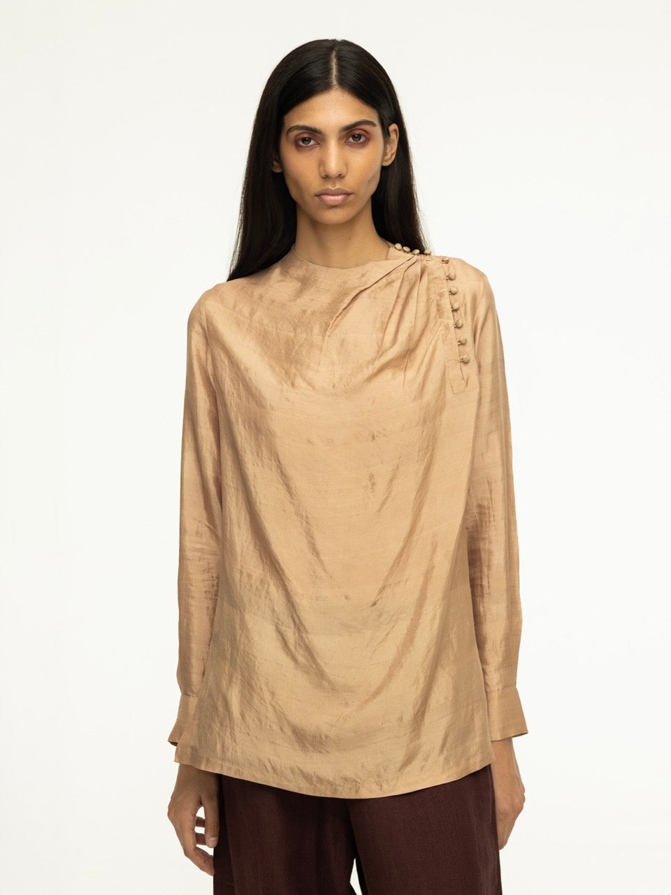 Silk Blouse with Asymetric Closure