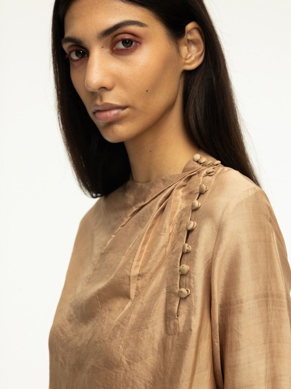 Silk Blouse with Asymetric Closure