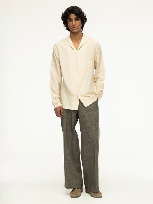 Men's Raw Silk Button-Down Shirt