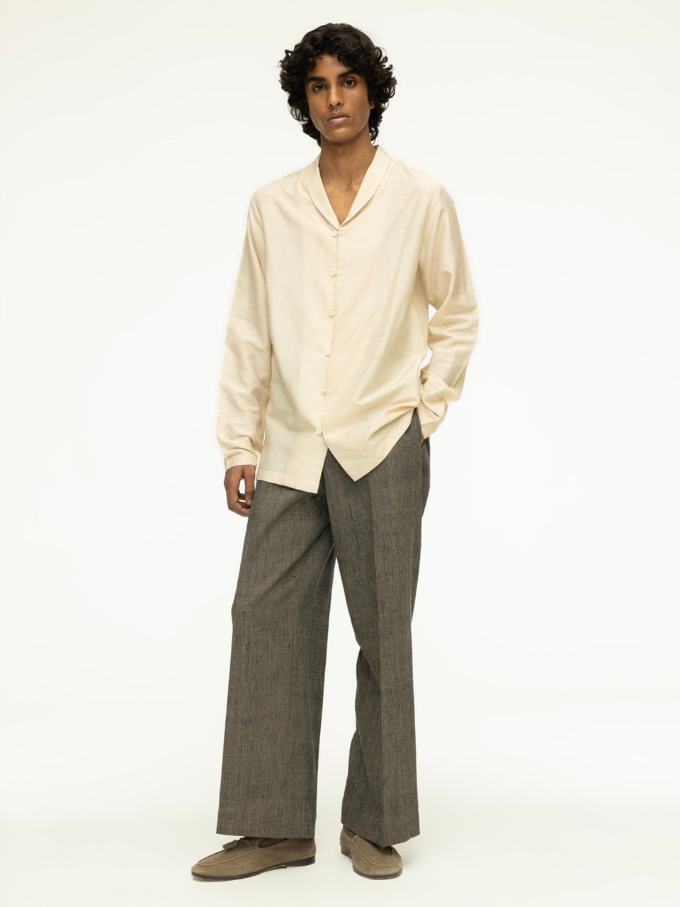 Men's Raw Silk Button-Down Shirt