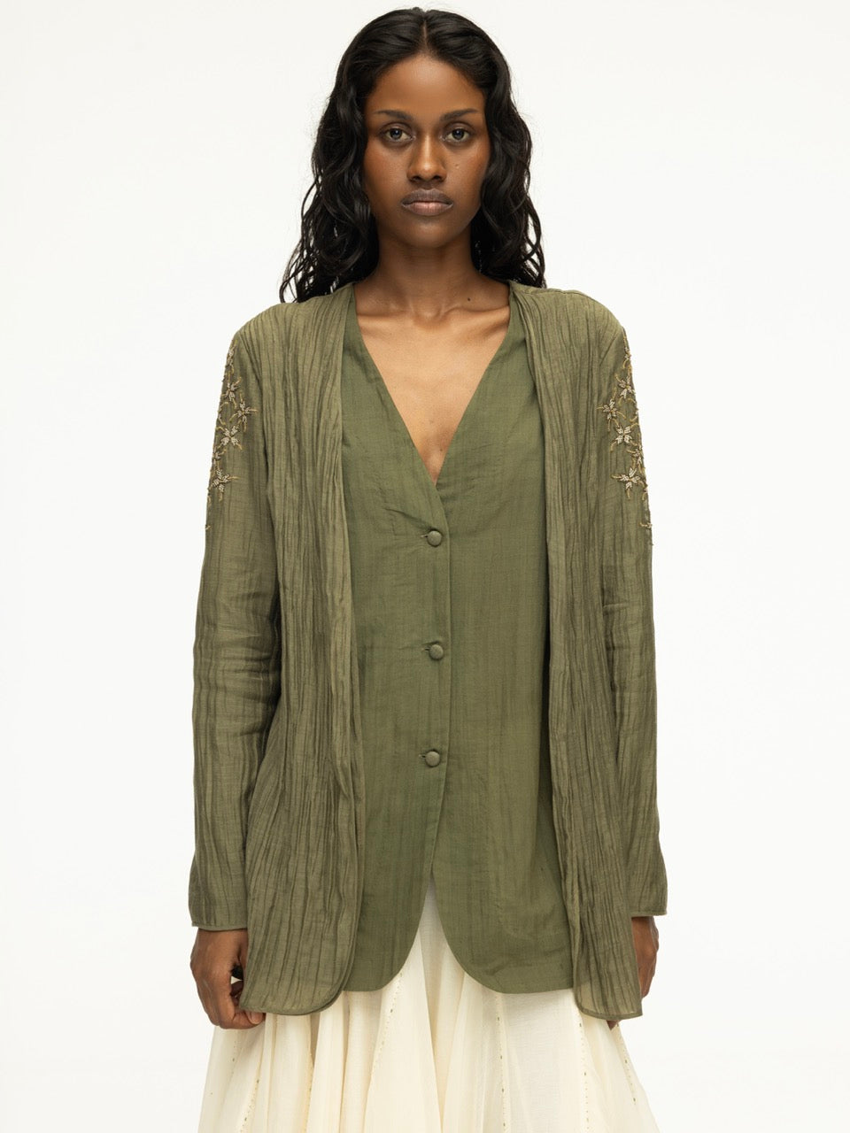 Embroidered Three- layered Jacket