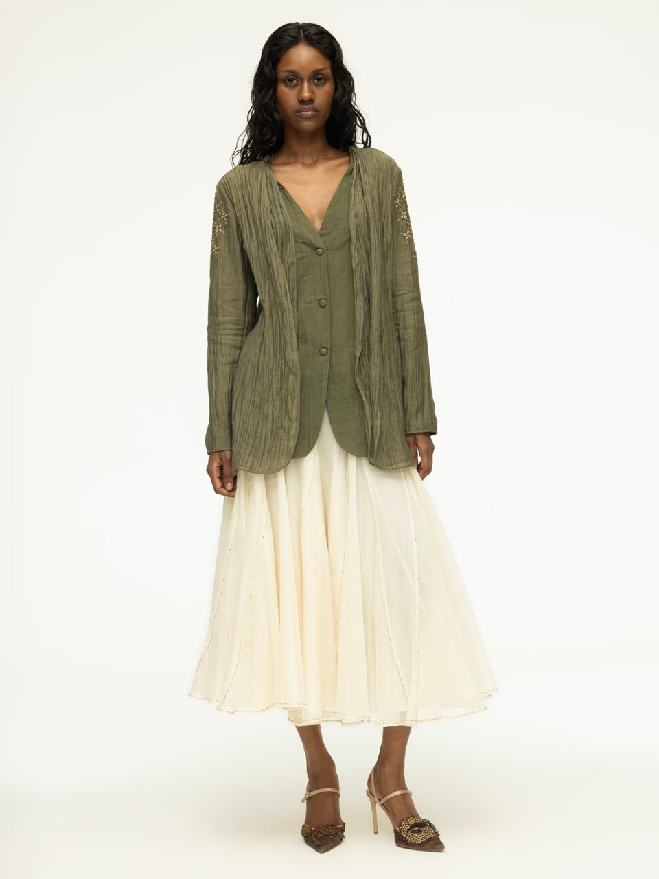 Embroidered Three- layered Jacket