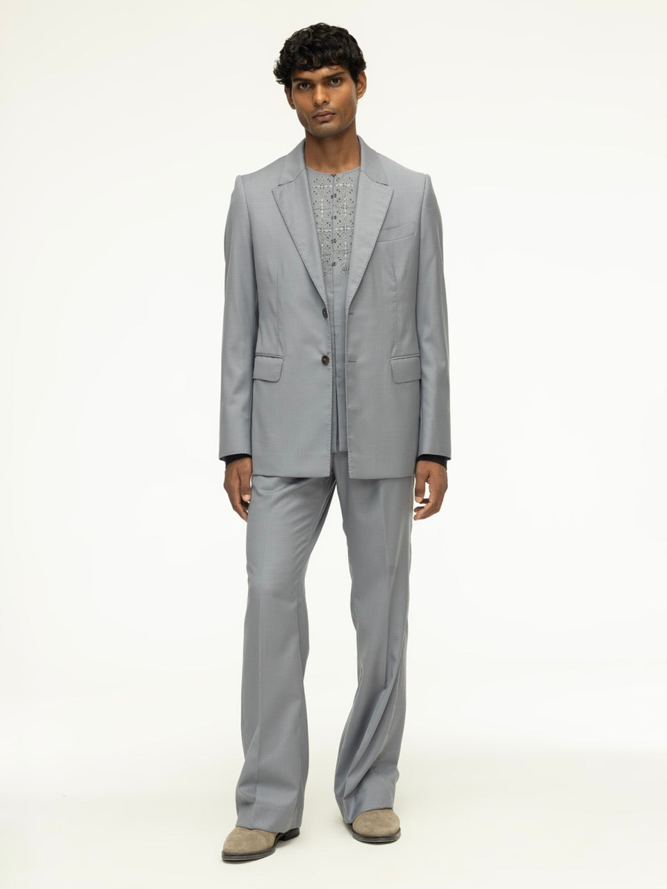 Men's Pleated Wool Straight-Leg Trousers