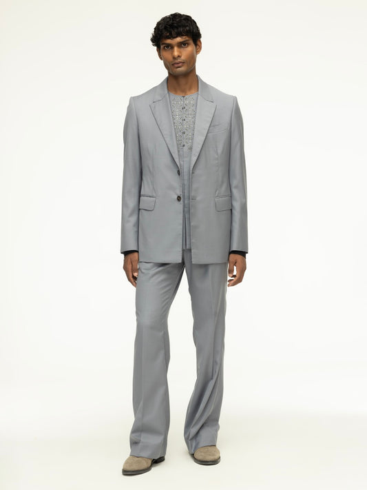 Men's Pleated Wool Straight-Leg Trousers
