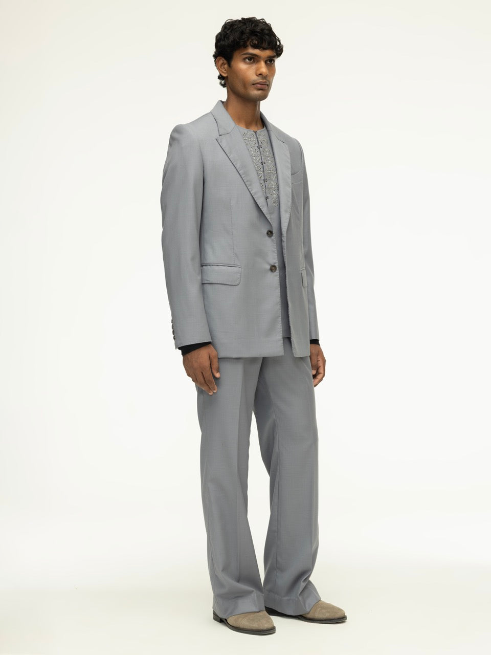 Men's Pleated Wool Straight-Leg Trousers
