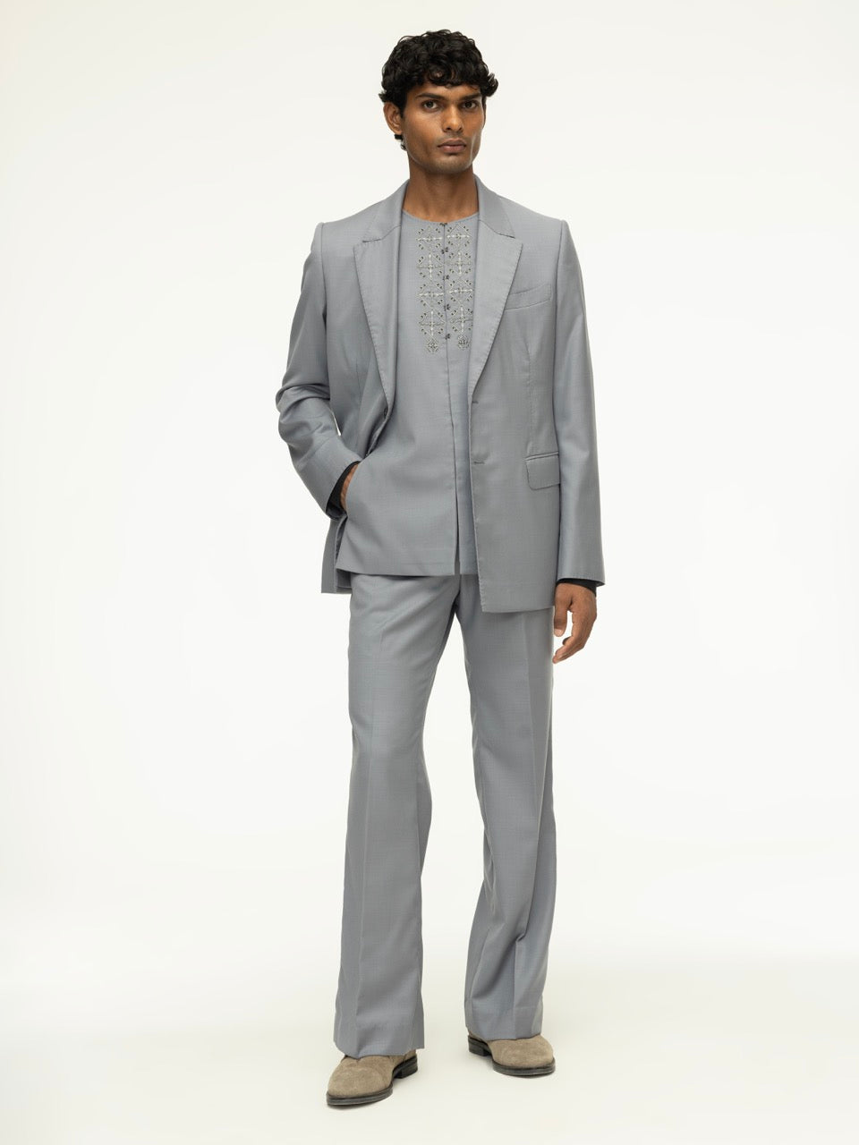 Men's Pleated Wool Straight-Leg Trousers