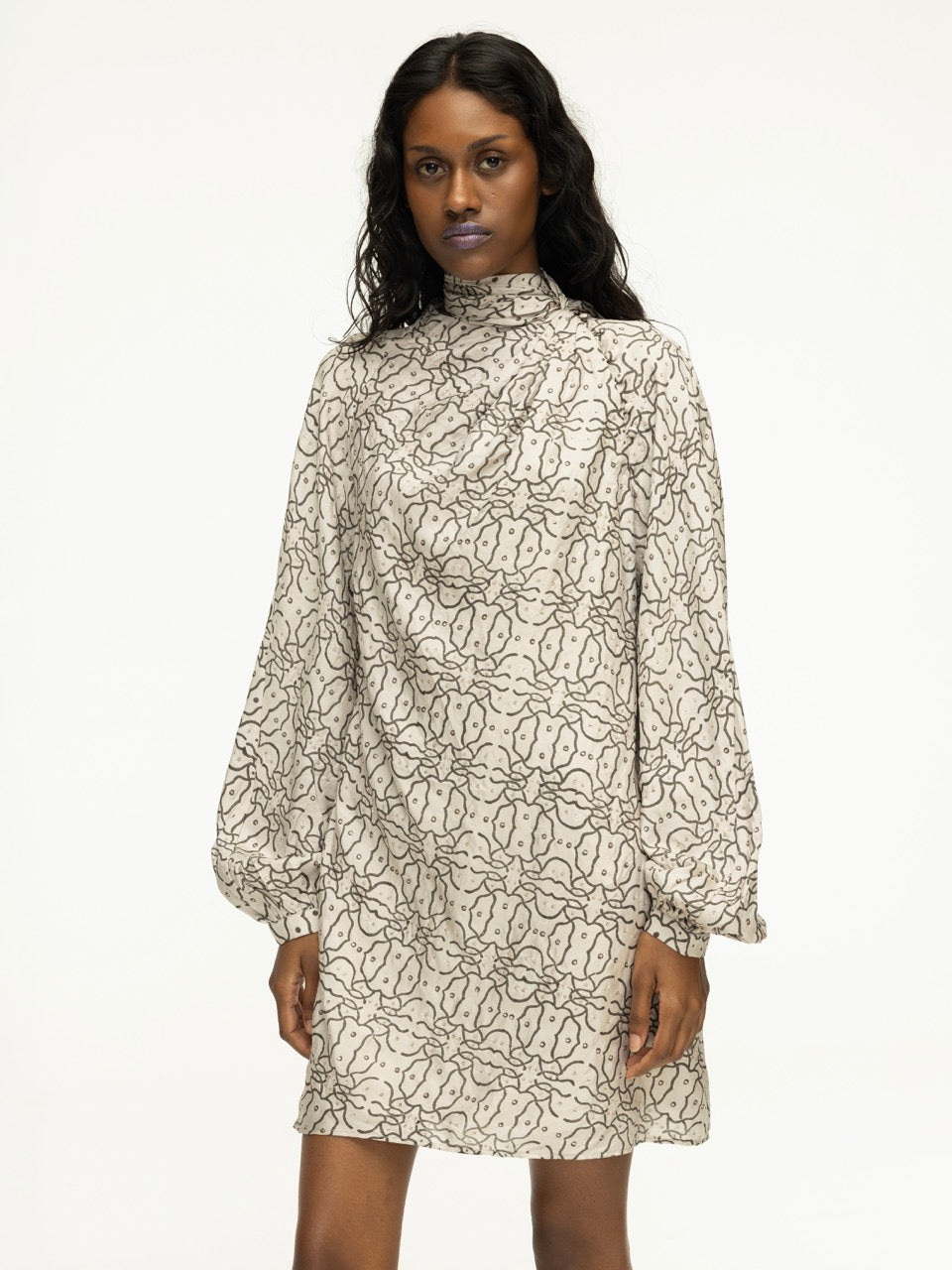 Dabu Cowl Draped Dress