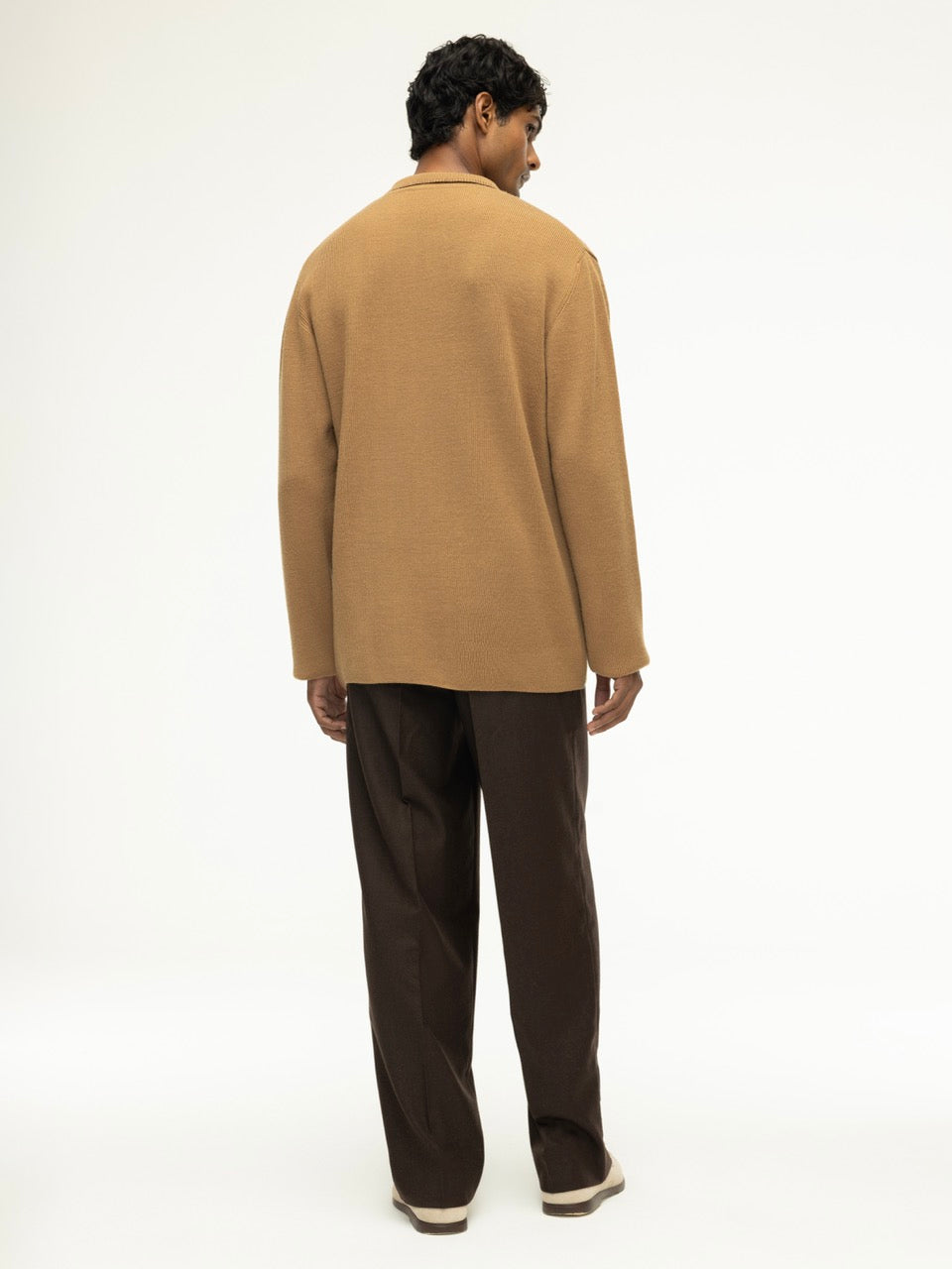 Oversized Rib Knit Woolen Cardigan