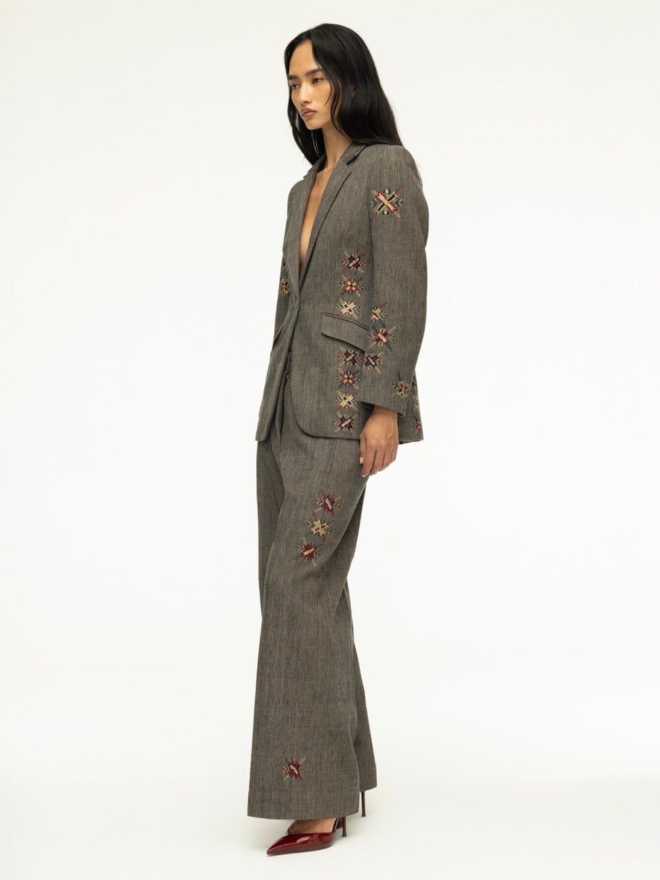 Phulkari Handwoven Denim Pants