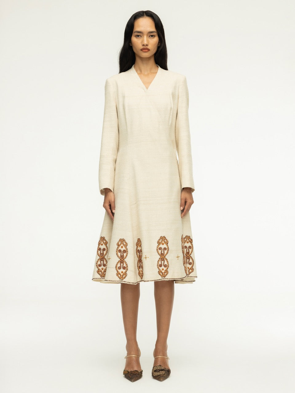 Embroidered Wrap Dress