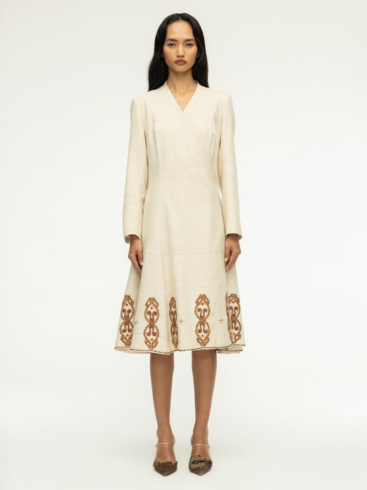 Embroidered Wrap Dress