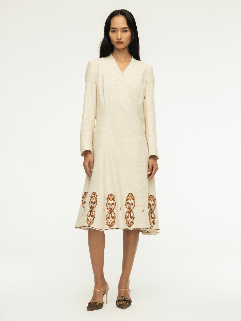 Embroidered Wrap Dress