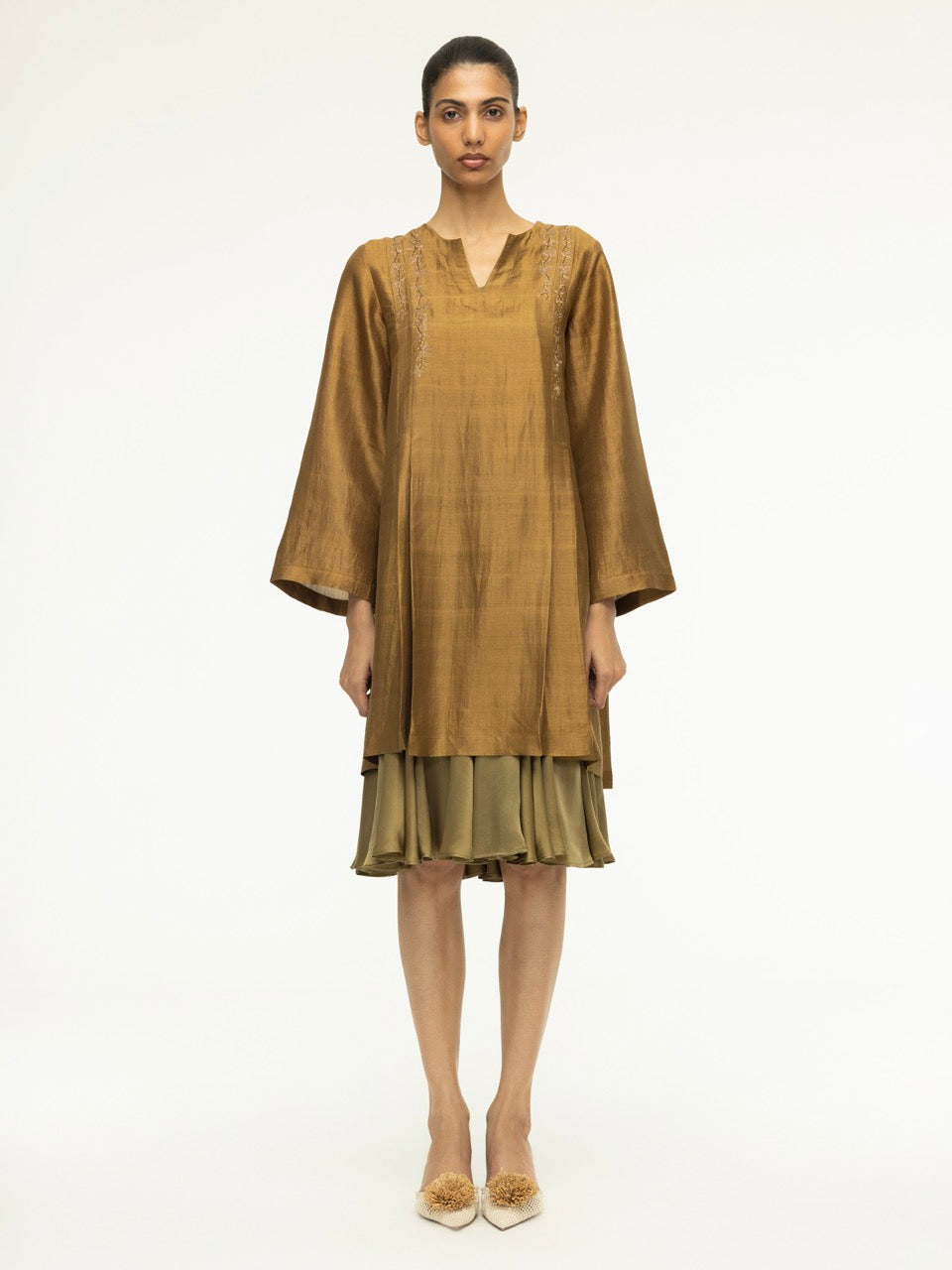 Sozani Embroidered Pleated Dress